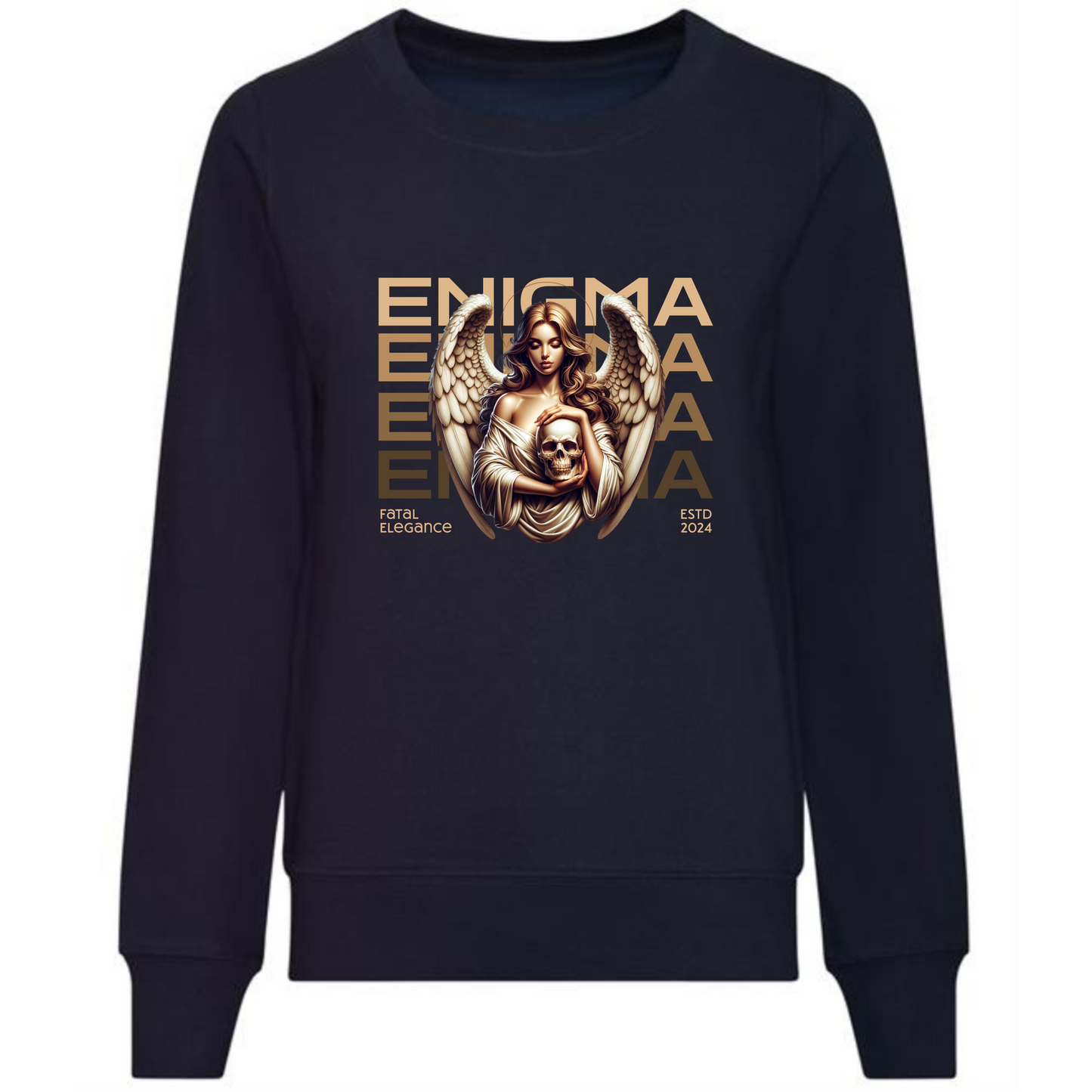 Enigma Sweatshirt | Woman with Angel Wings & Skull Design