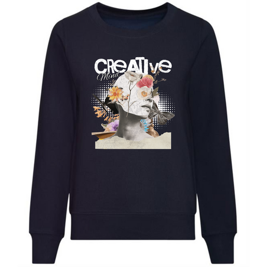 Creative Mind Sweatshirt | Woman Bust with Flowers Design