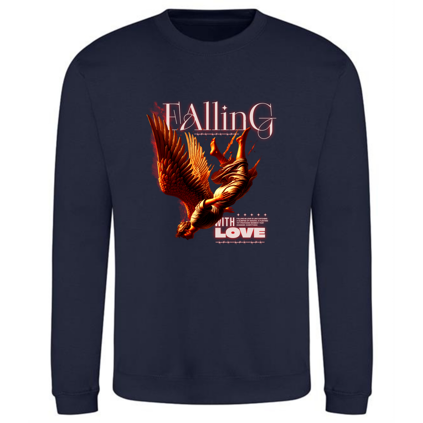 Falling with Love Sweatshirt | Angel Wings Falling Design – Poetic Art