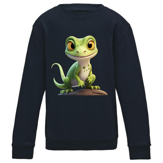 Kids' Cute Green Gecko Sweatshirt – Cozy & Playful