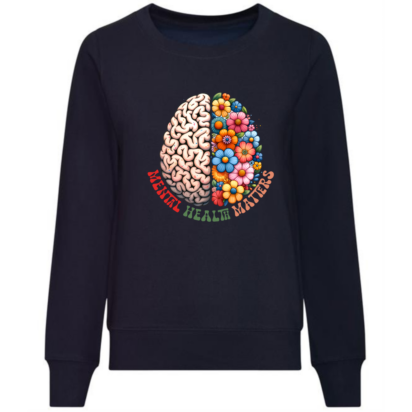 Mental Health Matters Sweatshirt | Brain and Flowers Design