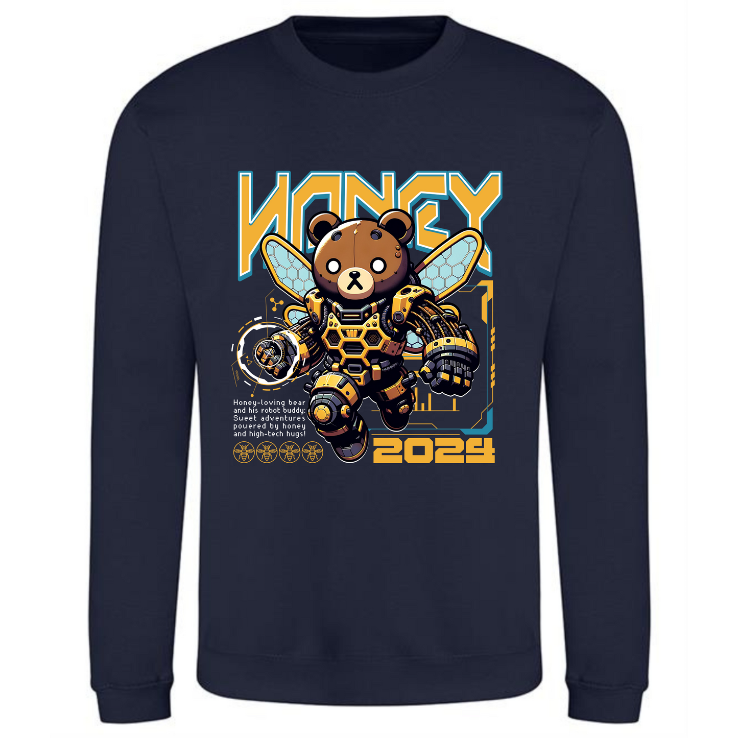 Honey Bee Robot Bear Sweatshirt | Future Sci-Fi Animal Hero Design