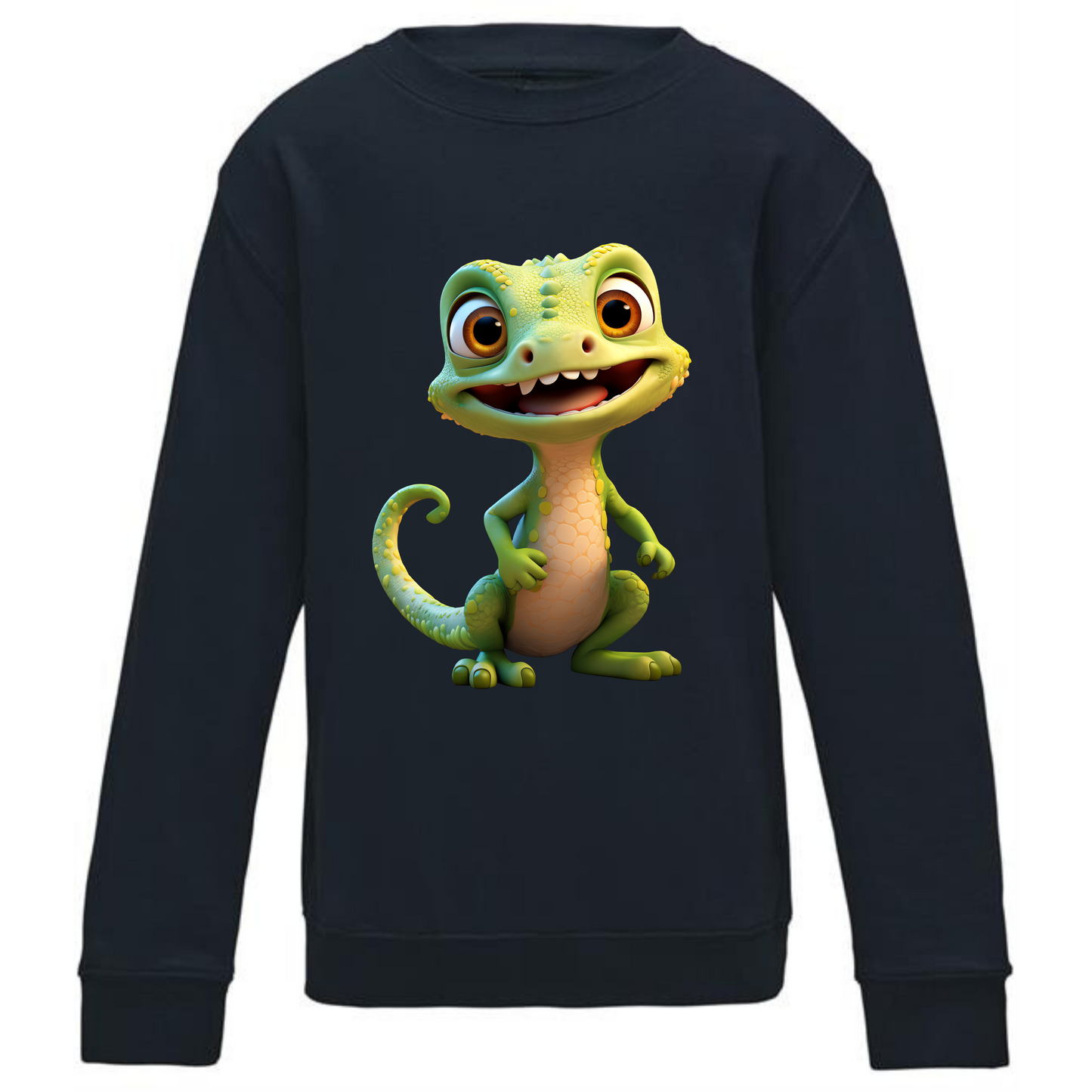 Kids' Cute Green Gecko Sweatshirt | Adorable and Comfy Design