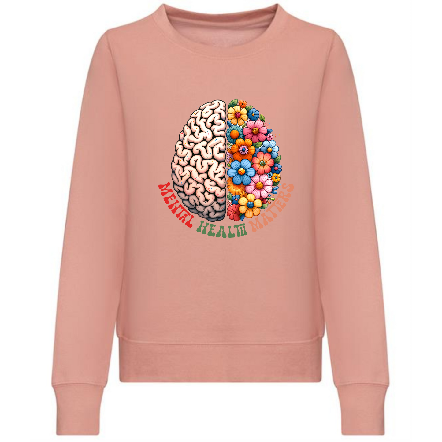 Mental Health Matters Sweatshirt | Brain and Flowers Design