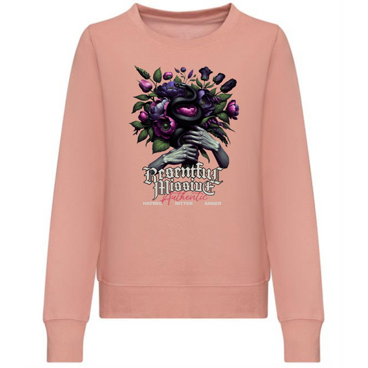 Resentful Sweatshirt | Hands Holding Flower & Snake Design