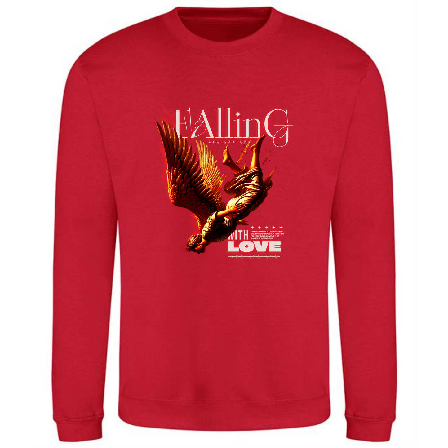 Falling with Love Sweatshirt | Angel Wings Falling Design – Poetic Art