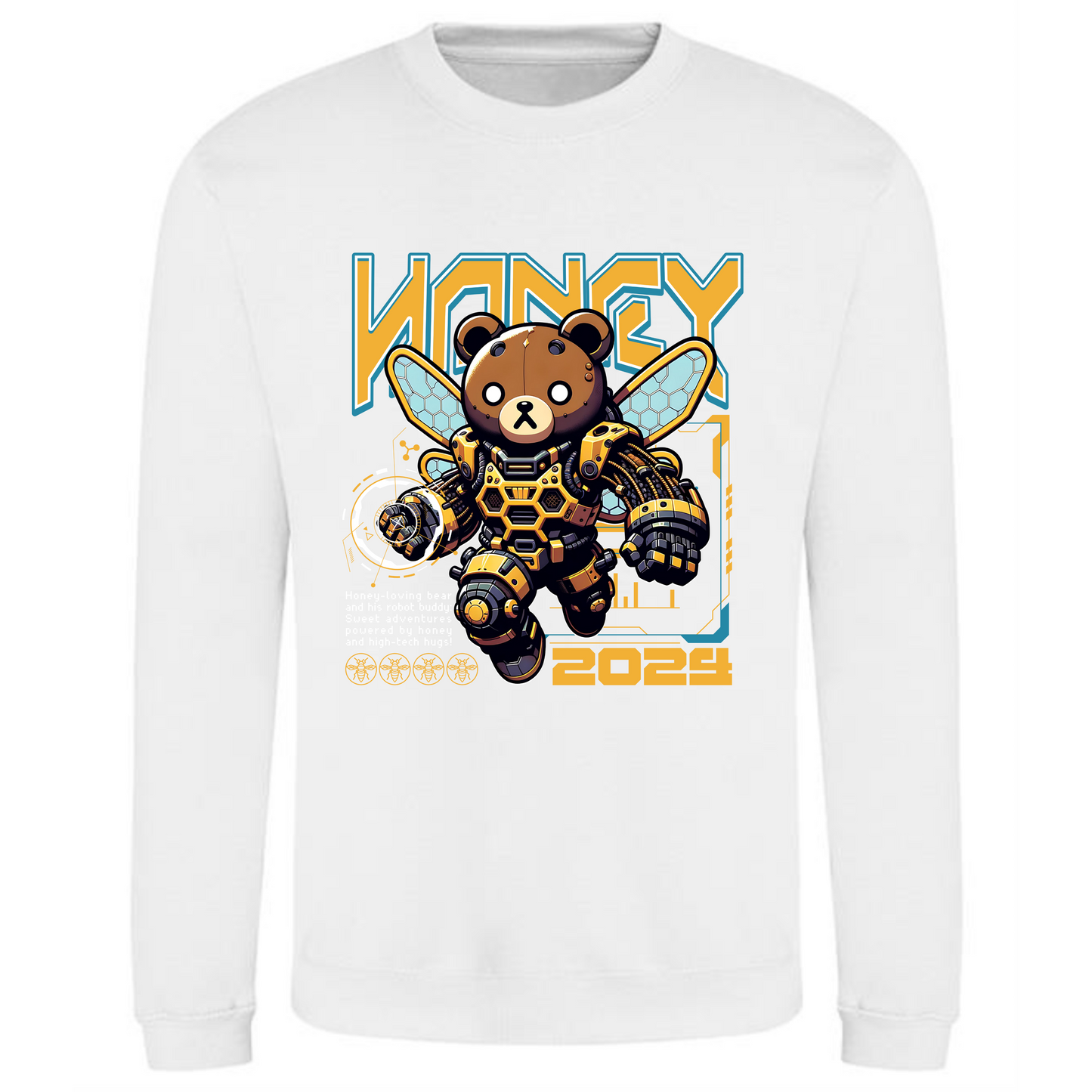 Honey Bee Robot Bear Sweatshirt | Future Sci-Fi Animal Hero Design