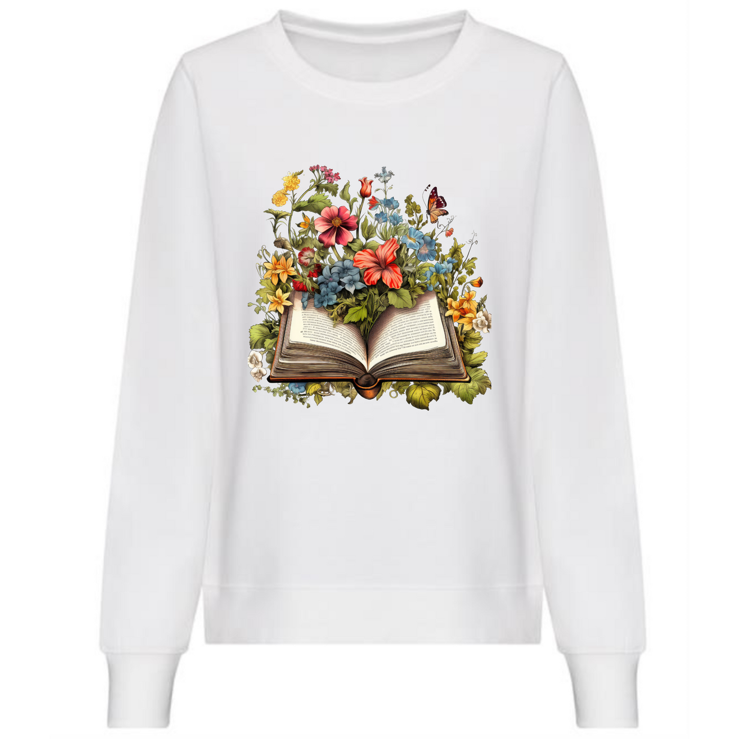 Botanical Antique Book Sweatshirt | Floral Open Book Design