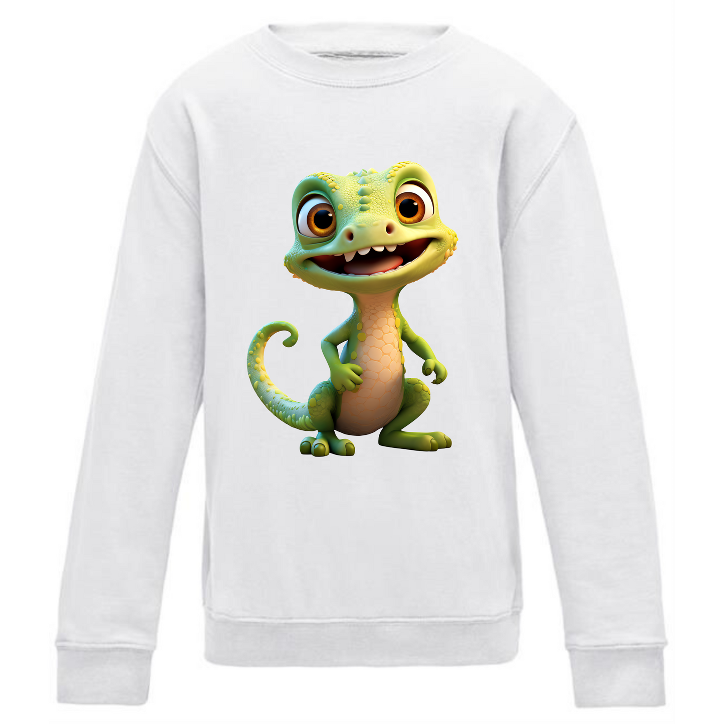 Kids' Cute Green Gecko Sweatshirt | Adorable and Comfy Design