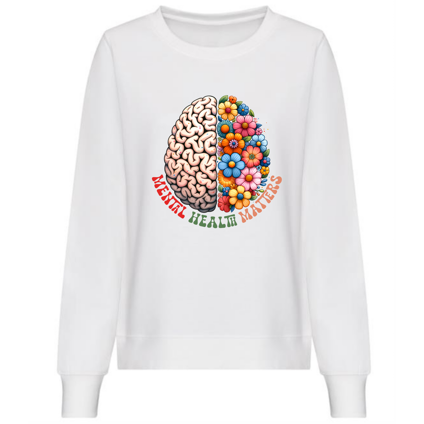 Mental Health Matters Sweatshirt | Brain and Flowers Design