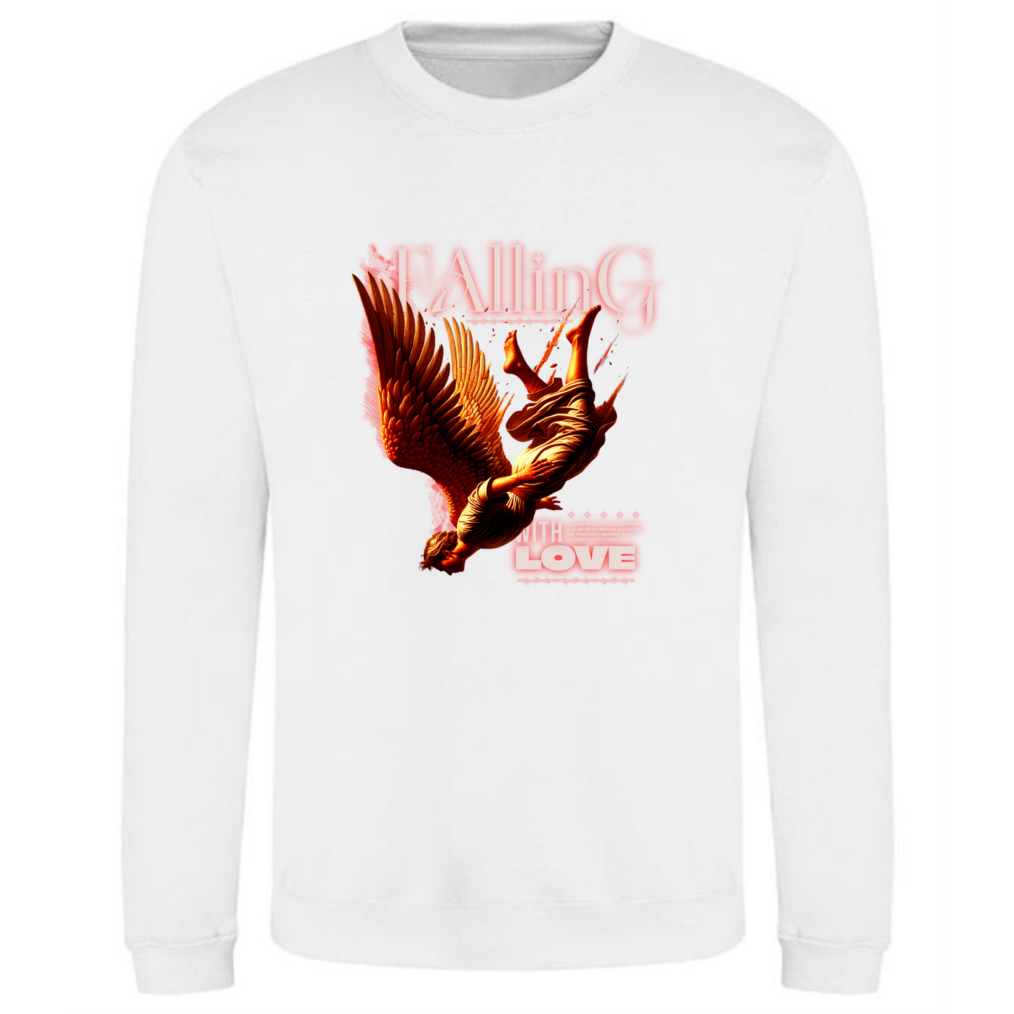 Falling with Love Sweatshirt | Angel Wings Falling Design – Poetic Art