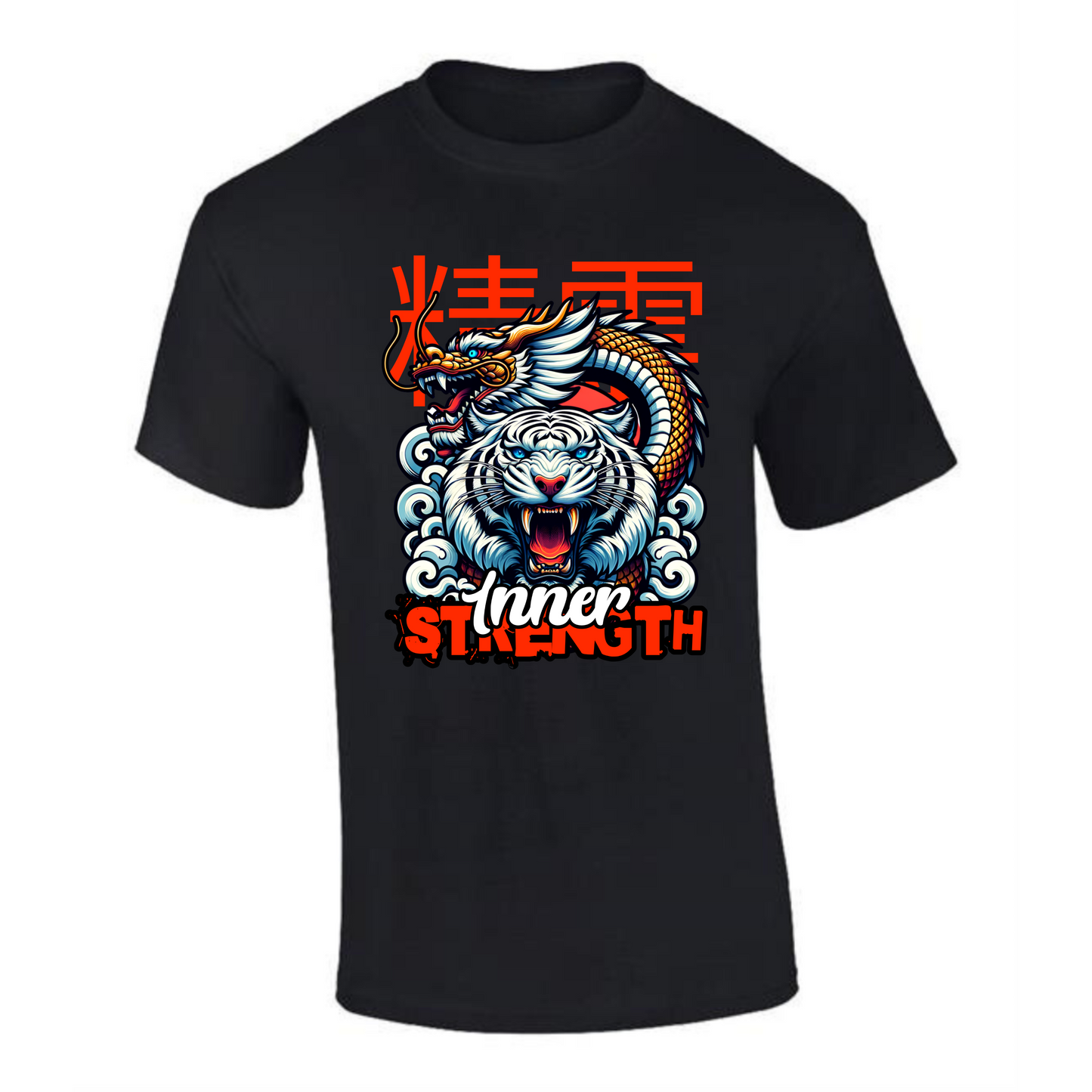 Inner Strength T-Shirt | Dragon & Tiger Head Design – Premium Tee