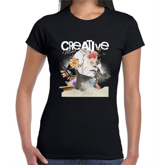 Creative Mind T-Shirt | Woman Bust with Flowers Design