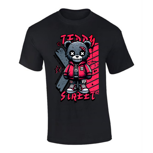 Teddy Street T-Shirt | Haunted Teddy Bear Design – Premium Cotton Tee - Style Quest Fashion