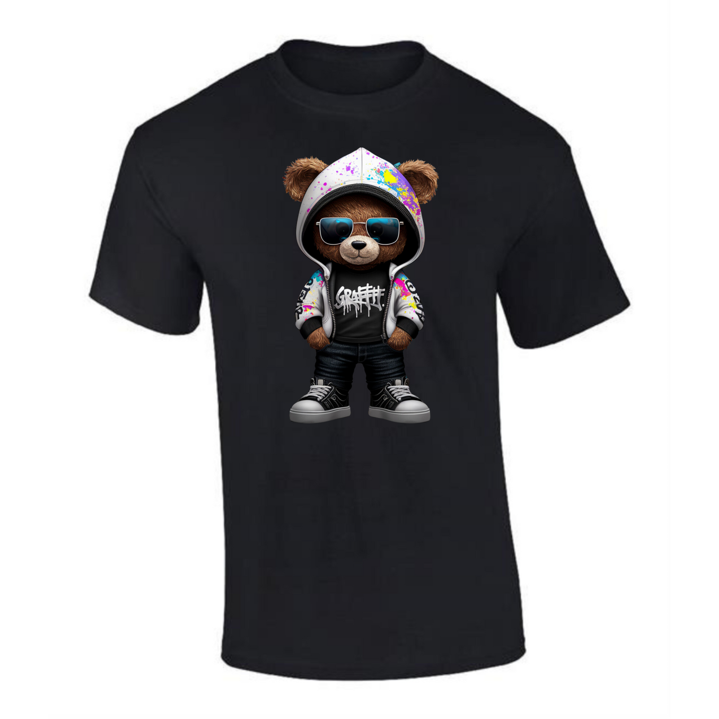 Teddy Bear T-Shirt | Graffiti Hoodie & Sunglasses Design for Men