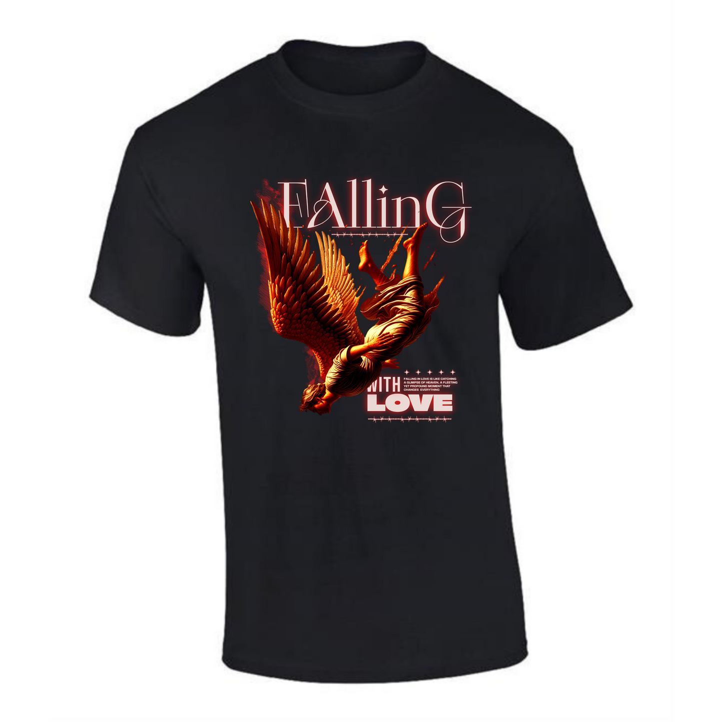 Falling with Love T-Shirt | Angel Wings Falling Design – Premium Cotton Tee