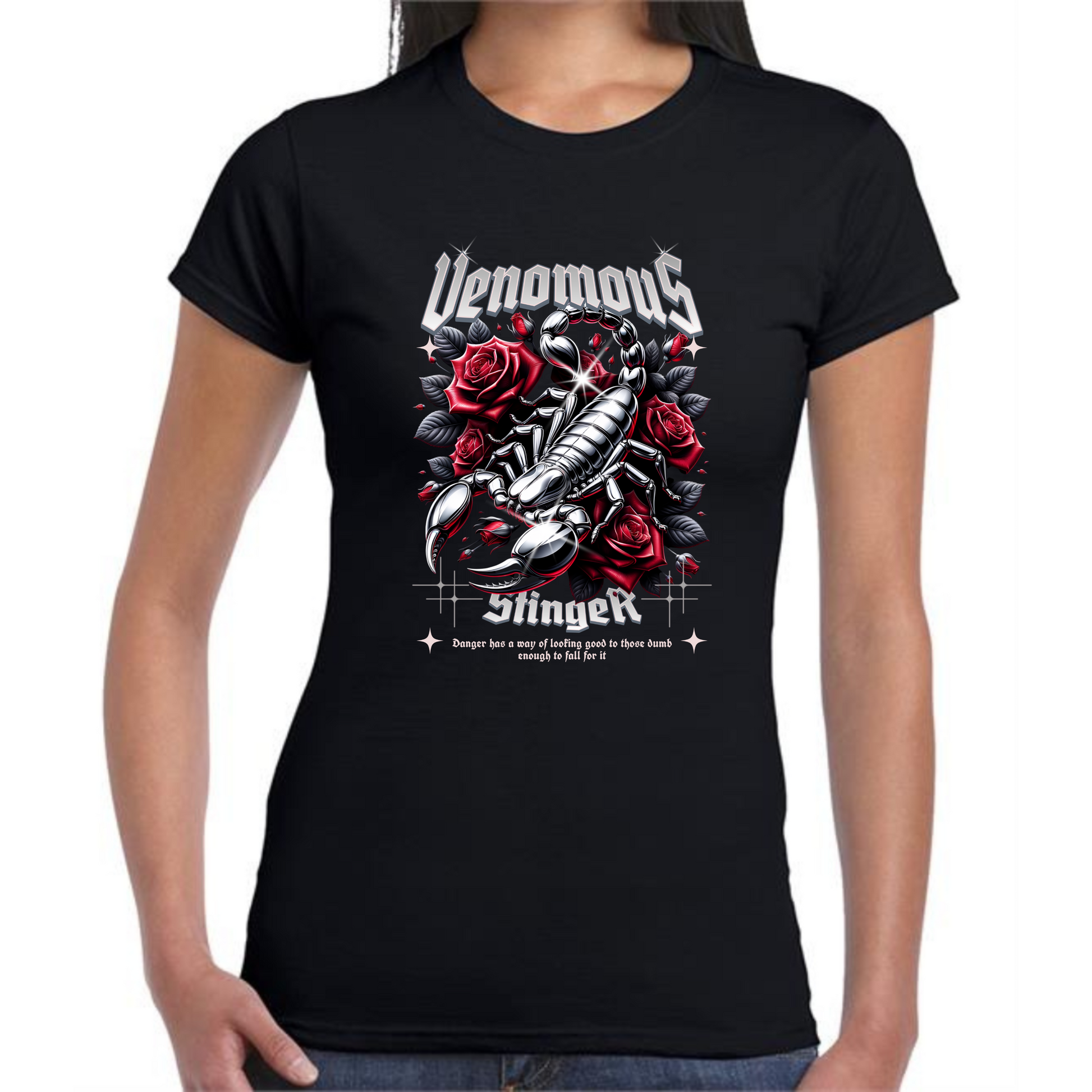 Venomous Stinger T-Shirt | Scorpion & Roses Design - Style Quest Fashion