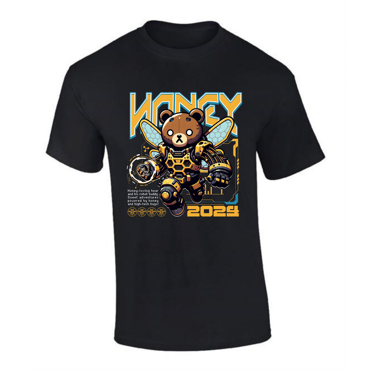 Honey Bee Robot Bear T-Shirt | Sci-Fi Animal Hero Design – Premium Tee - Style Quest Fashion