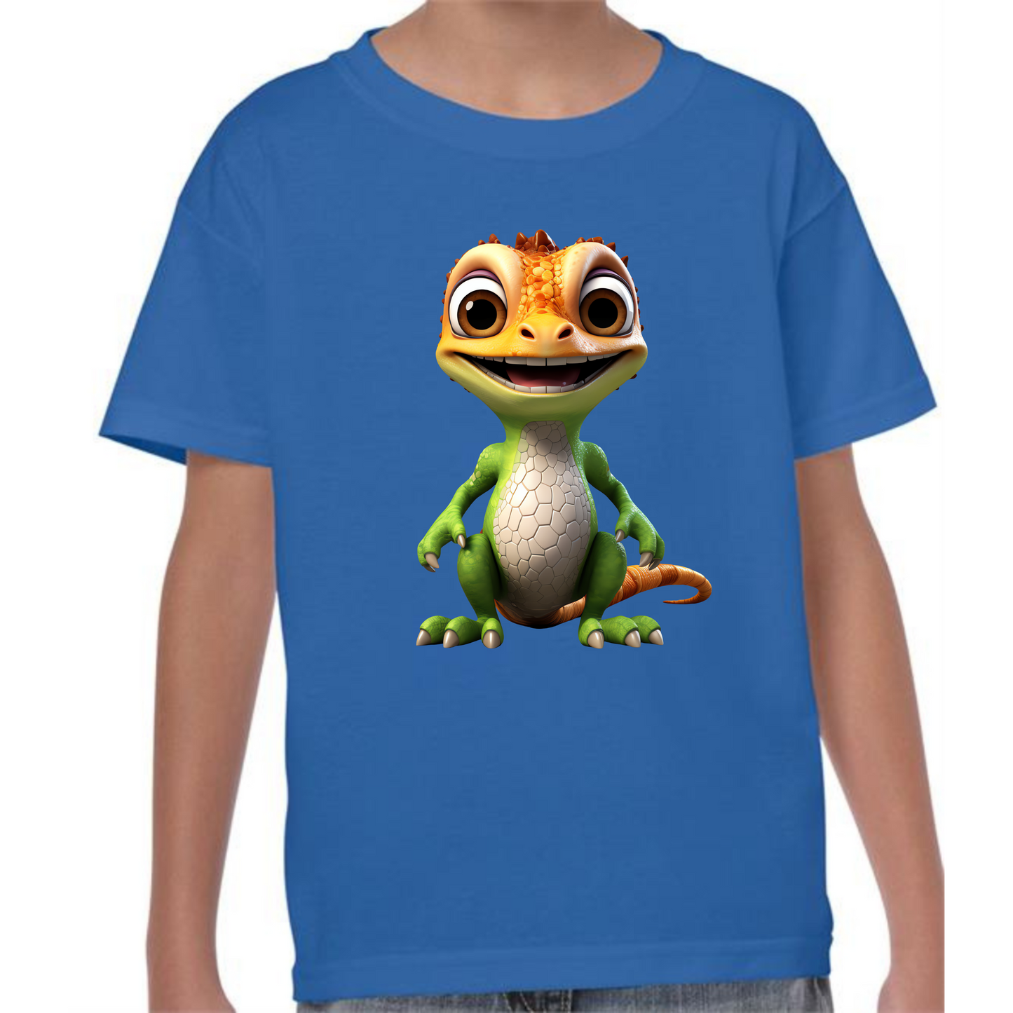 Kids' Cute Orange & Green Gecko T-Shirt – Bright & Playful