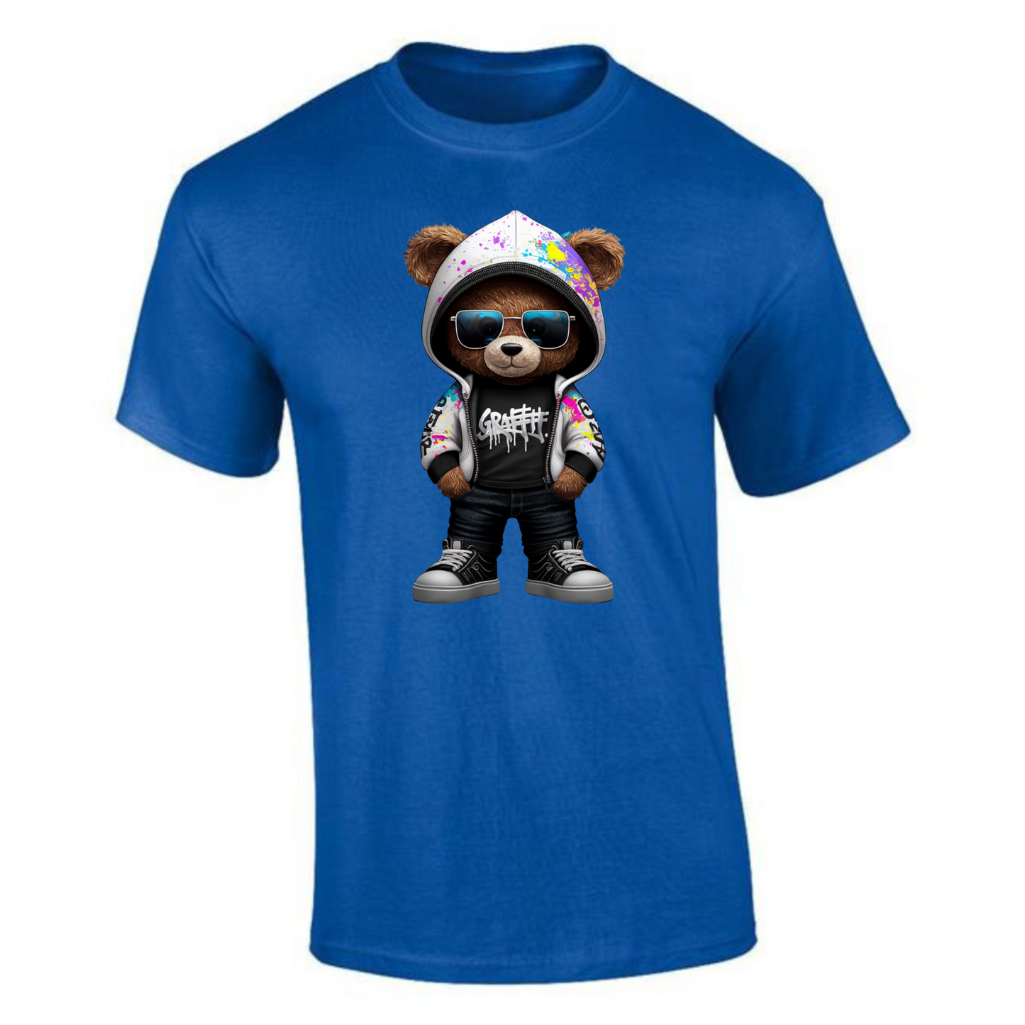 Teddy Bear T-Shirt | Graffiti Hoodie & Sunglasses Design for Men