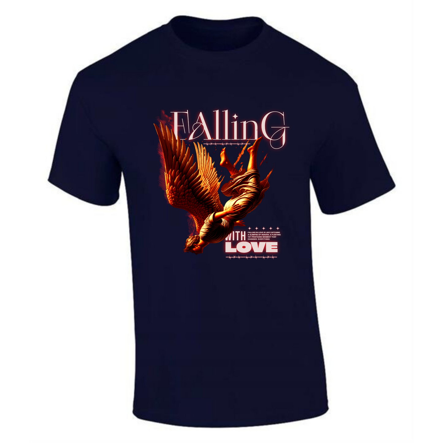 Falling with Love T-Shirt | Angel Wings Falling Design – Premium Cotton Tee