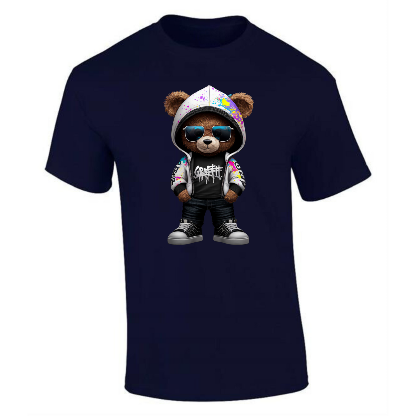 Teddy Bear T-Shirt | Graffiti Hoodie & Sunglasses Design for Men