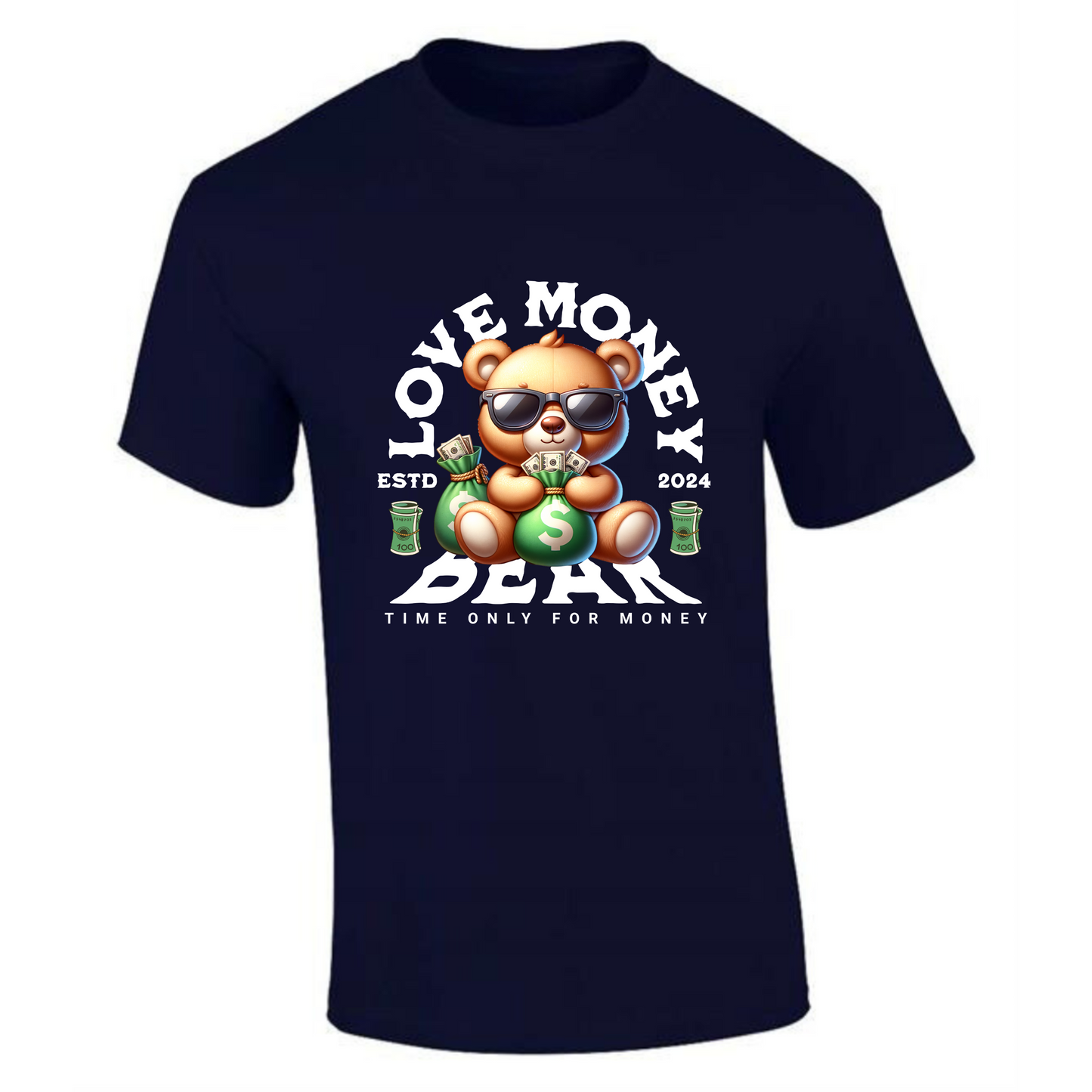 Bear Love Money T-Shirt | Bear with Sunglasses & Money Bag Design – Premium Tee - Style Quest Fashion