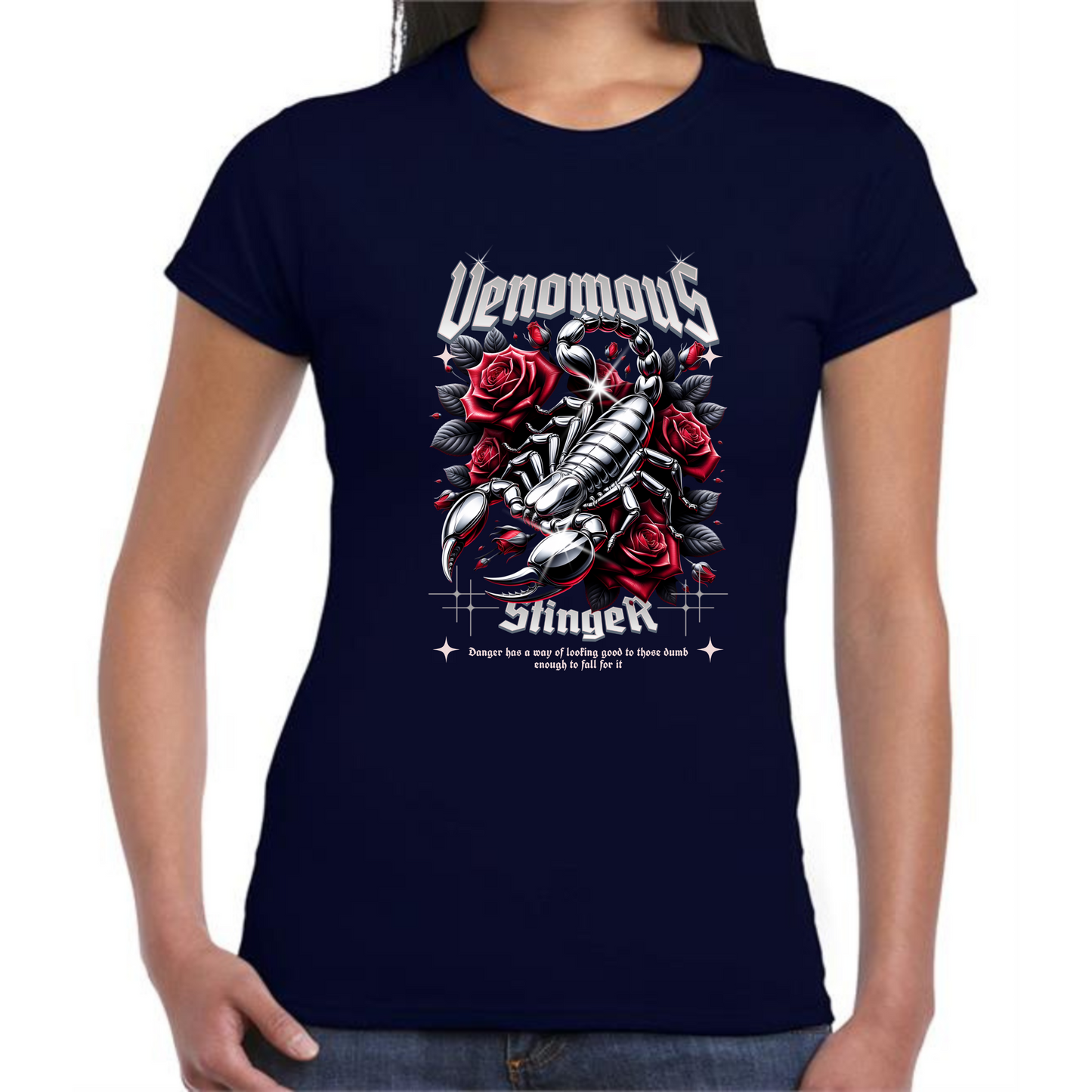 Venomous Stinger T-Shirt | Scorpion & Roses Design - Style Quest Fashion