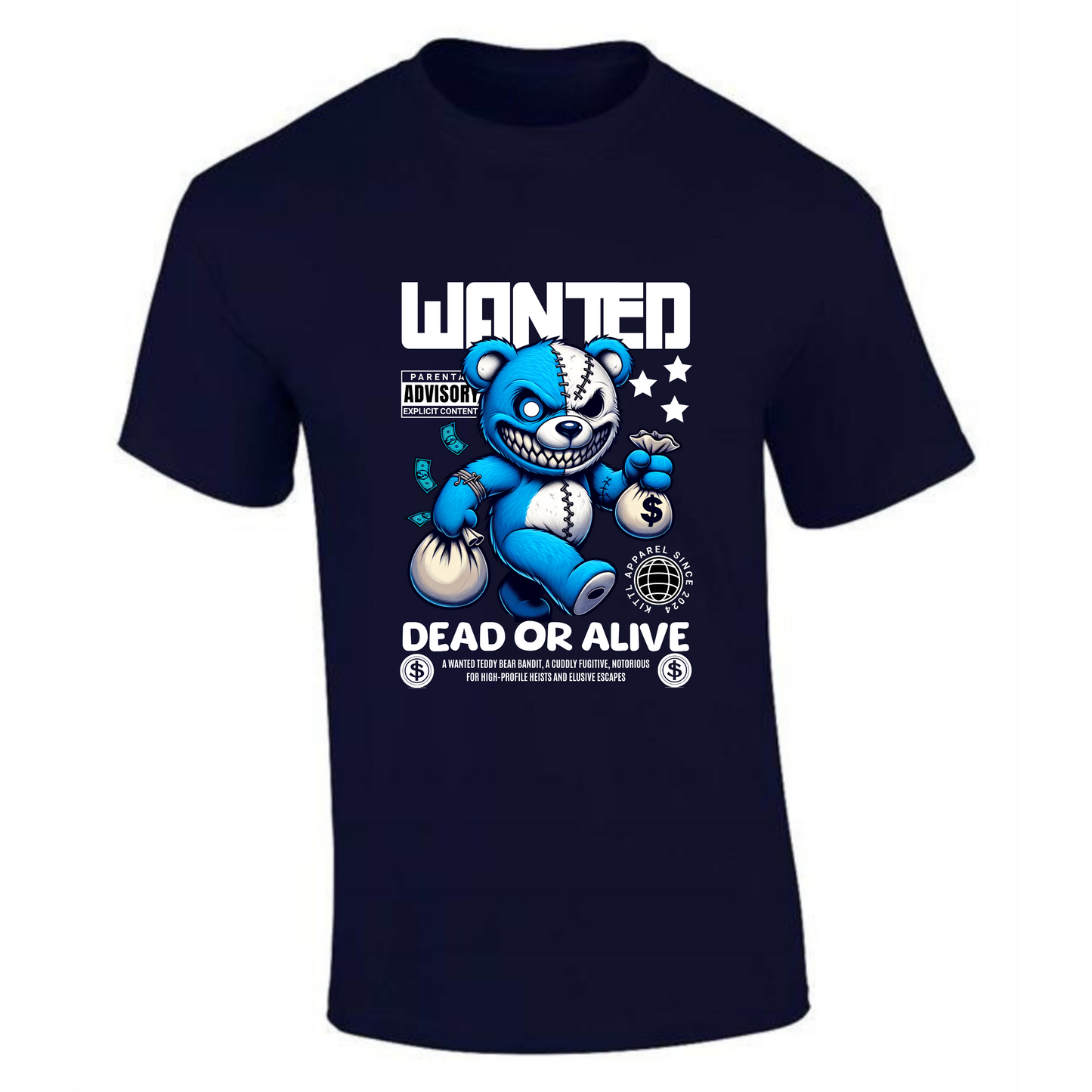 Wanted Dead or Alive T-Shirt | Teddy Bear with Money Bags – Bold Graphic Tee - Style Quest Fashion