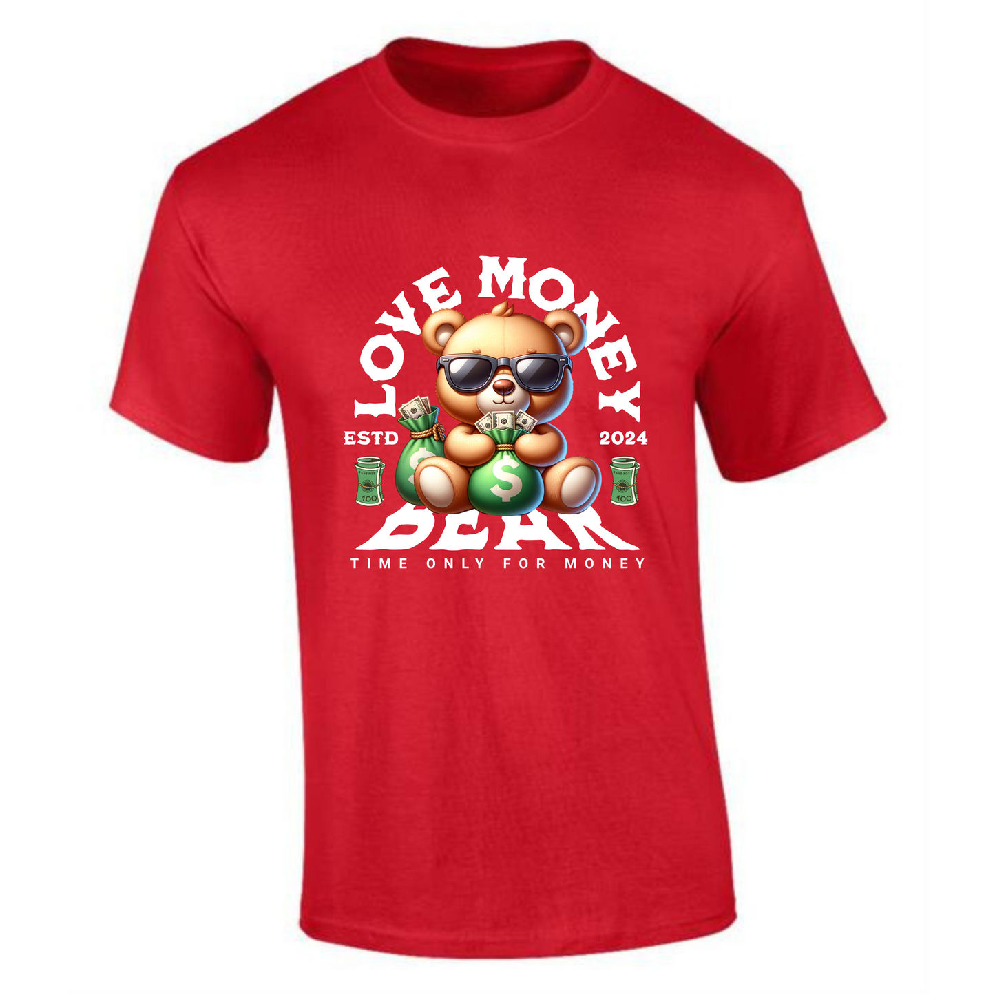 Bear Love Money T-Shirt | Bear with Sunglasses & Money Bag Design – Premium Tee - Style Quest Fashion