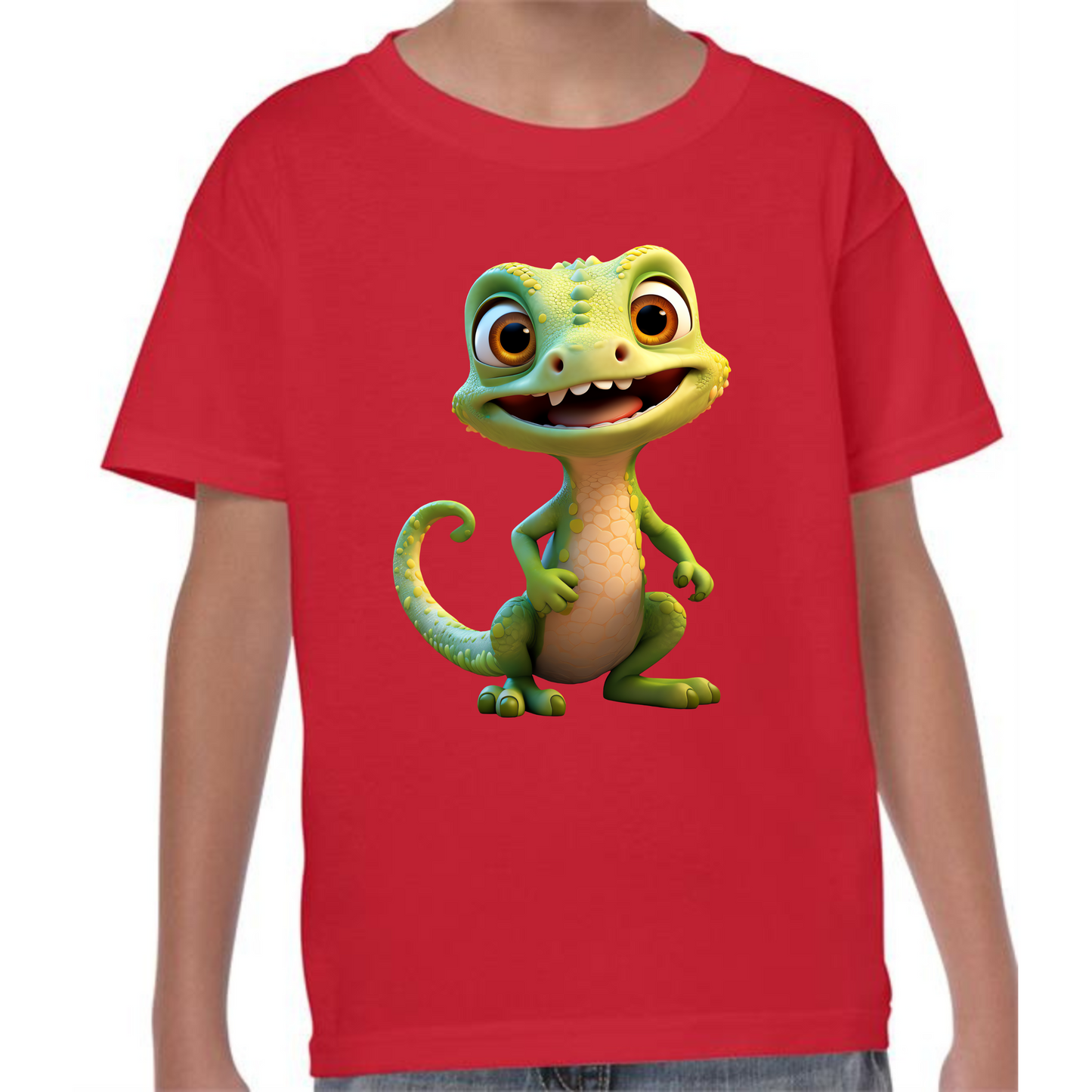 Kids' Cute Green Gecko T-Shirt – Fun & Playful Style