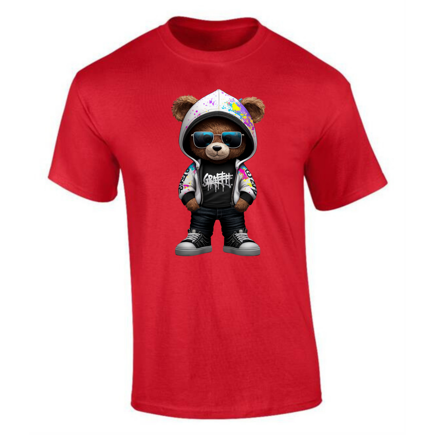 Teddy Bear T-Shirt | Graffiti Hoodie & Sunglasses Design for Men