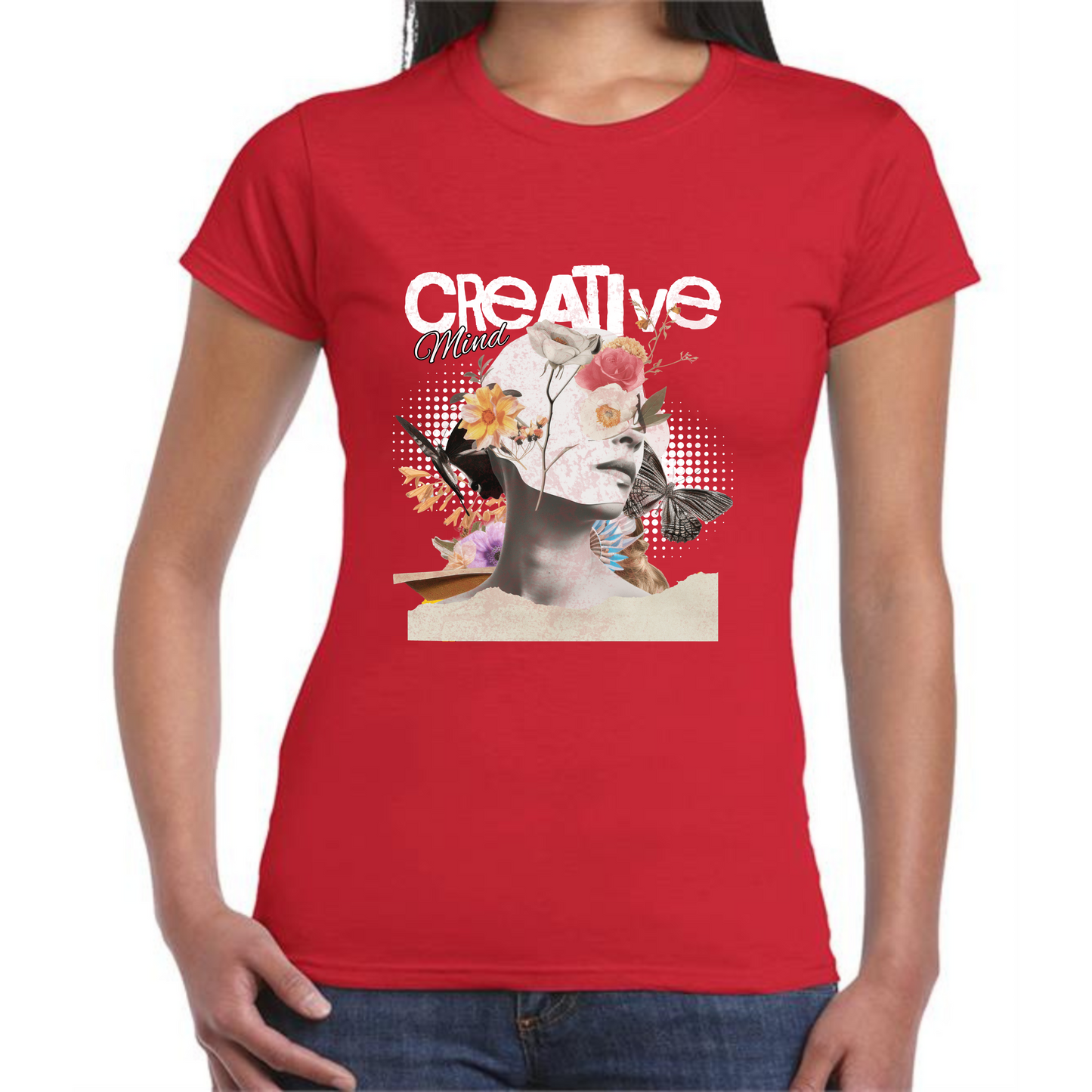 Creative Mind T-Shirt | Woman Bust with Flowers Design