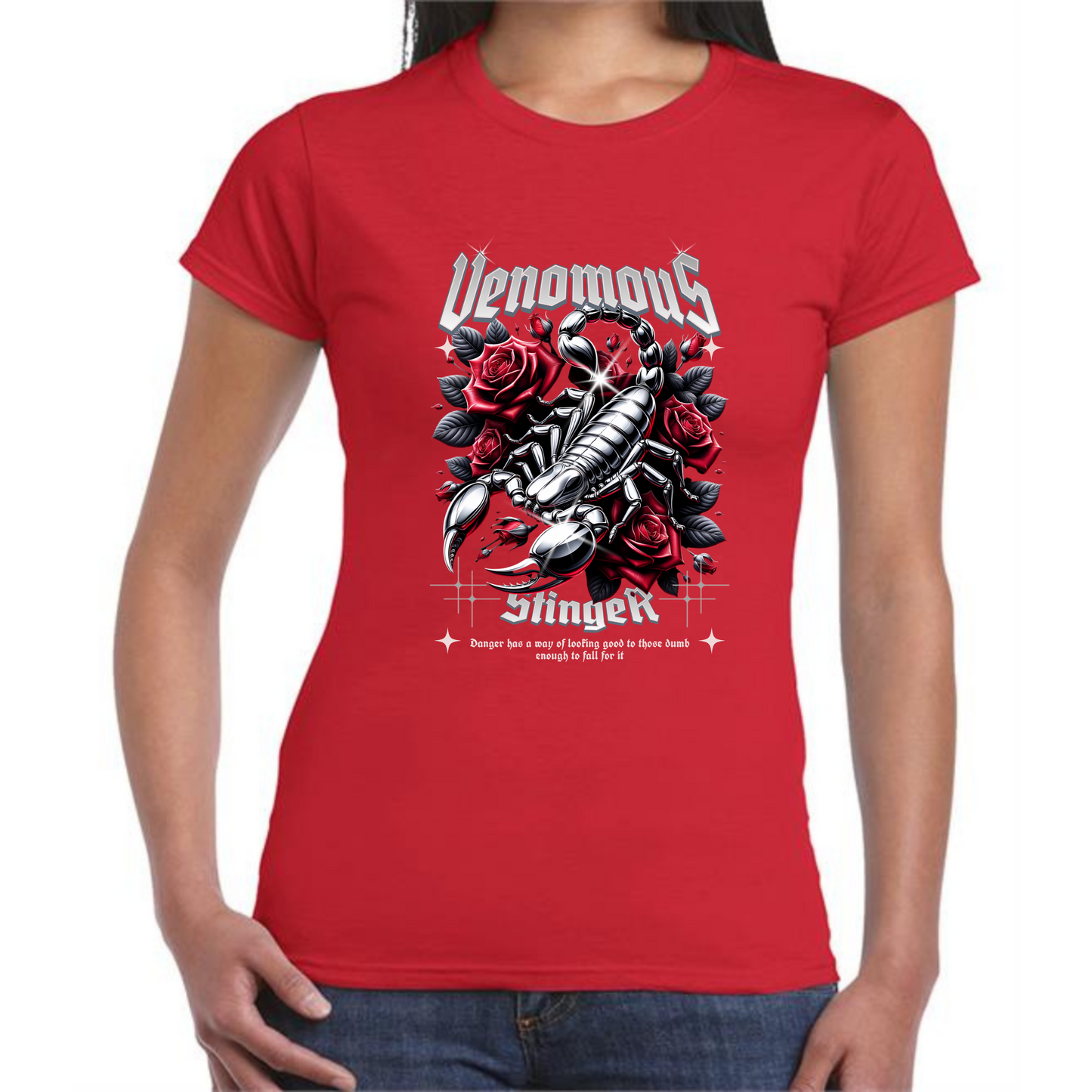 Venomous Stinger T-Shirt | Scorpion & Roses Design - Style Quest Fashion