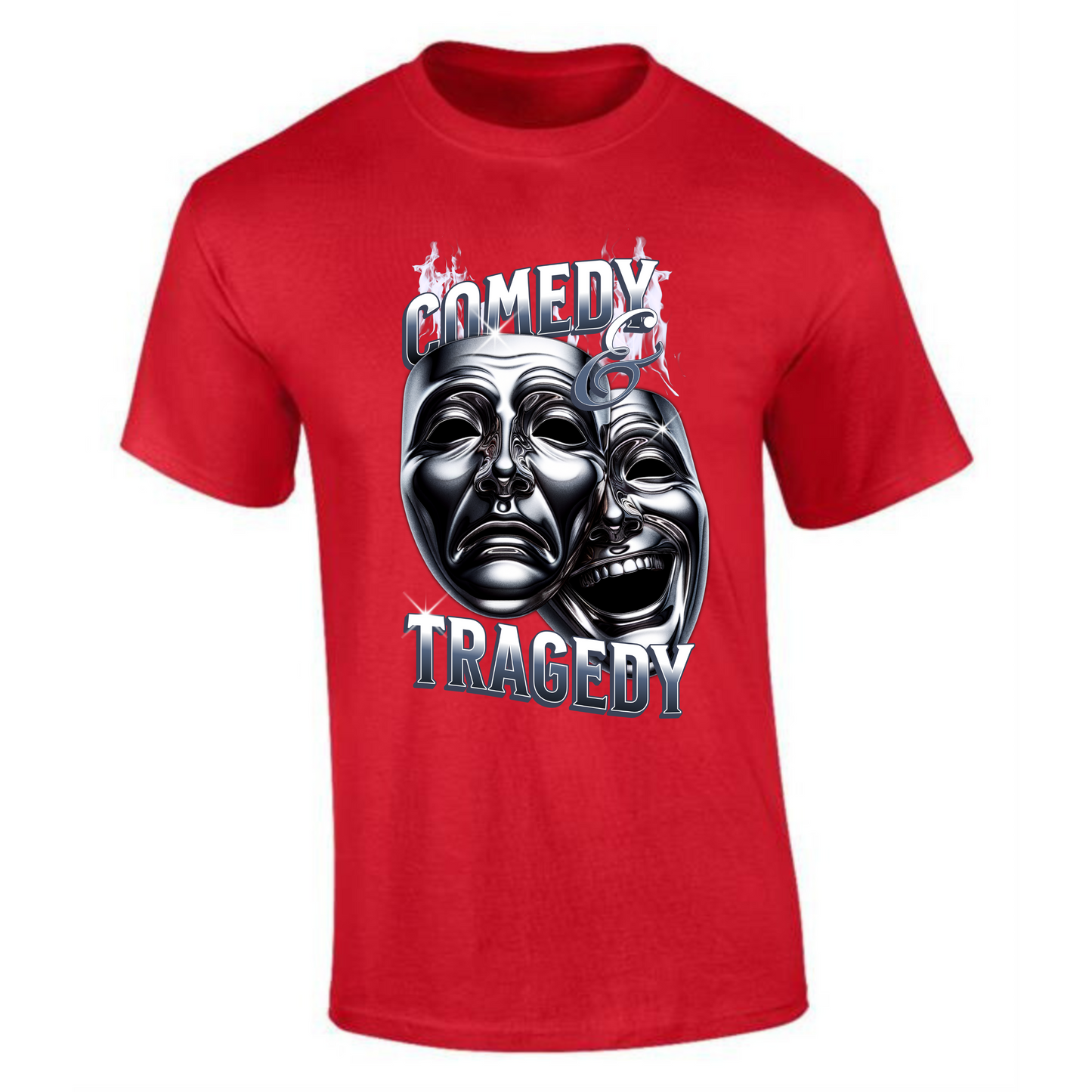 Comedy Tragedy T-Shirt | Bold Dual Mask Design – Premium Cotton Tee