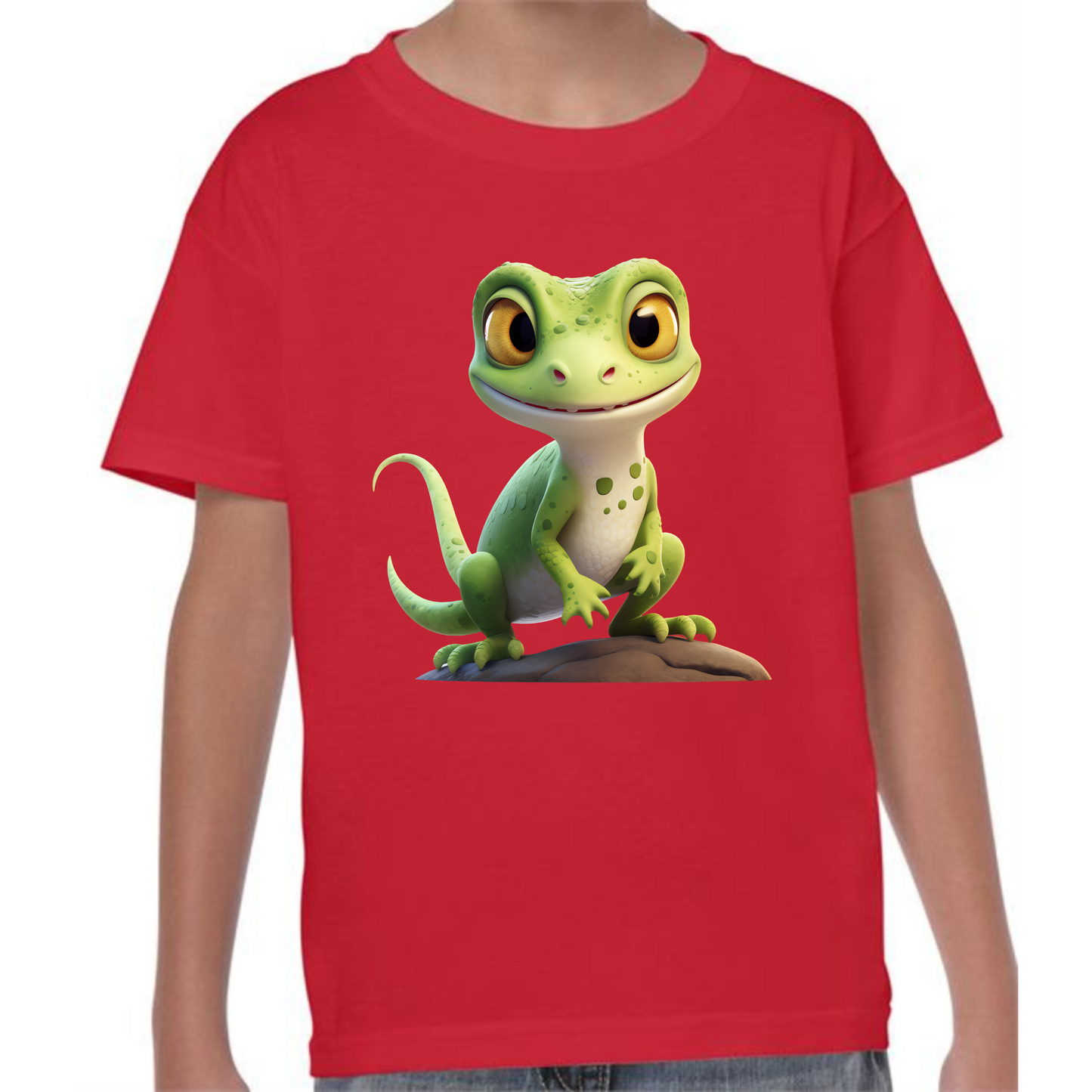 Kids' Cute Green Gecko T-Shirt – Fun & Vibrant Design