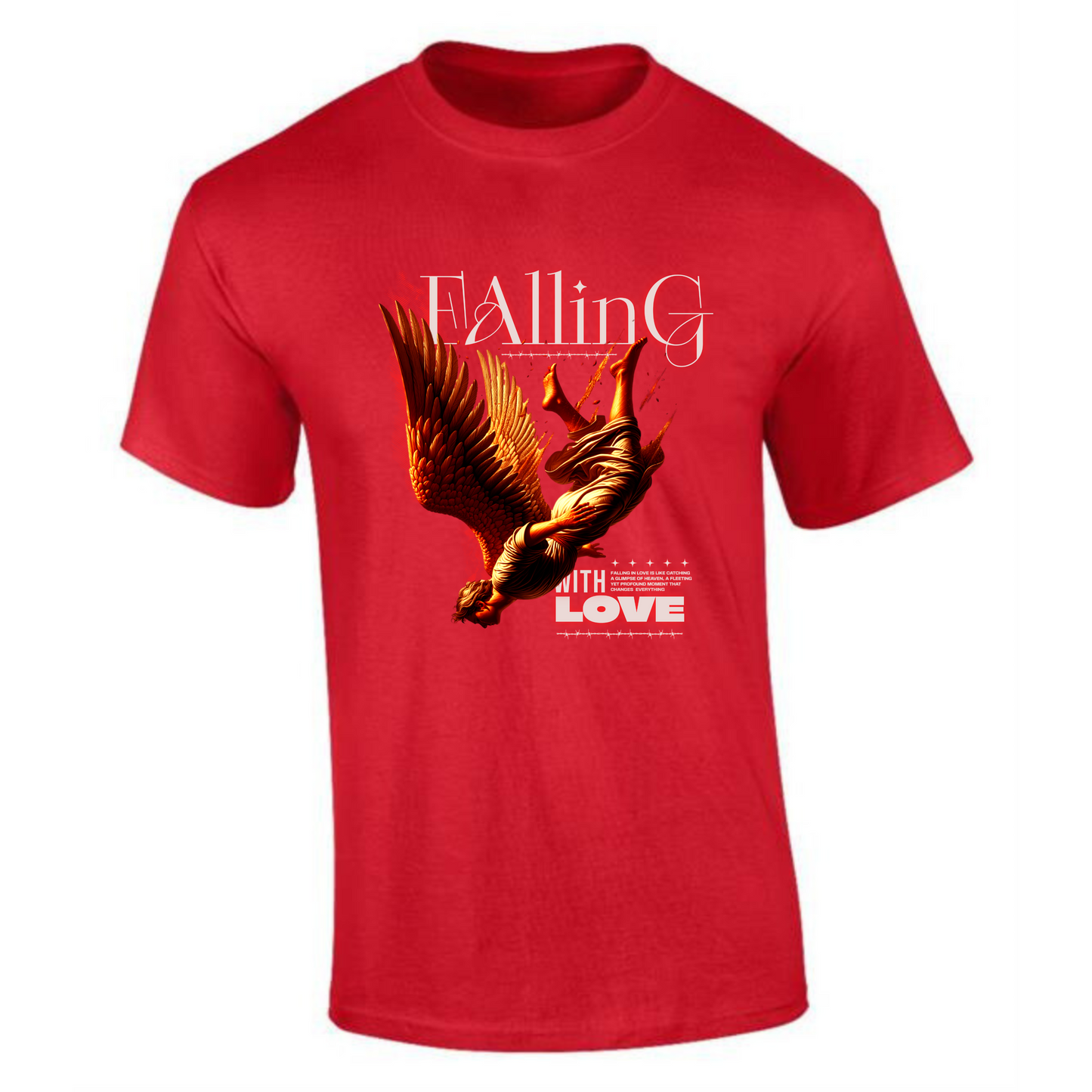 Falling with Love T-Shirt | Angel Wings Falling Design – Premium Cotton Tee