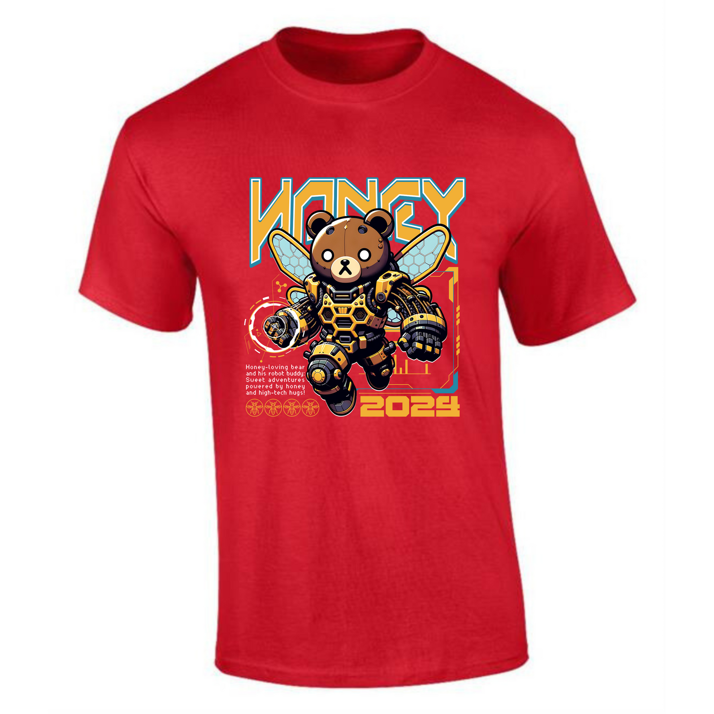 Honey Bee Robot Bear T-Shirt | Sci-Fi Animal Hero Design – Premium Tee - Style Quest Fashion