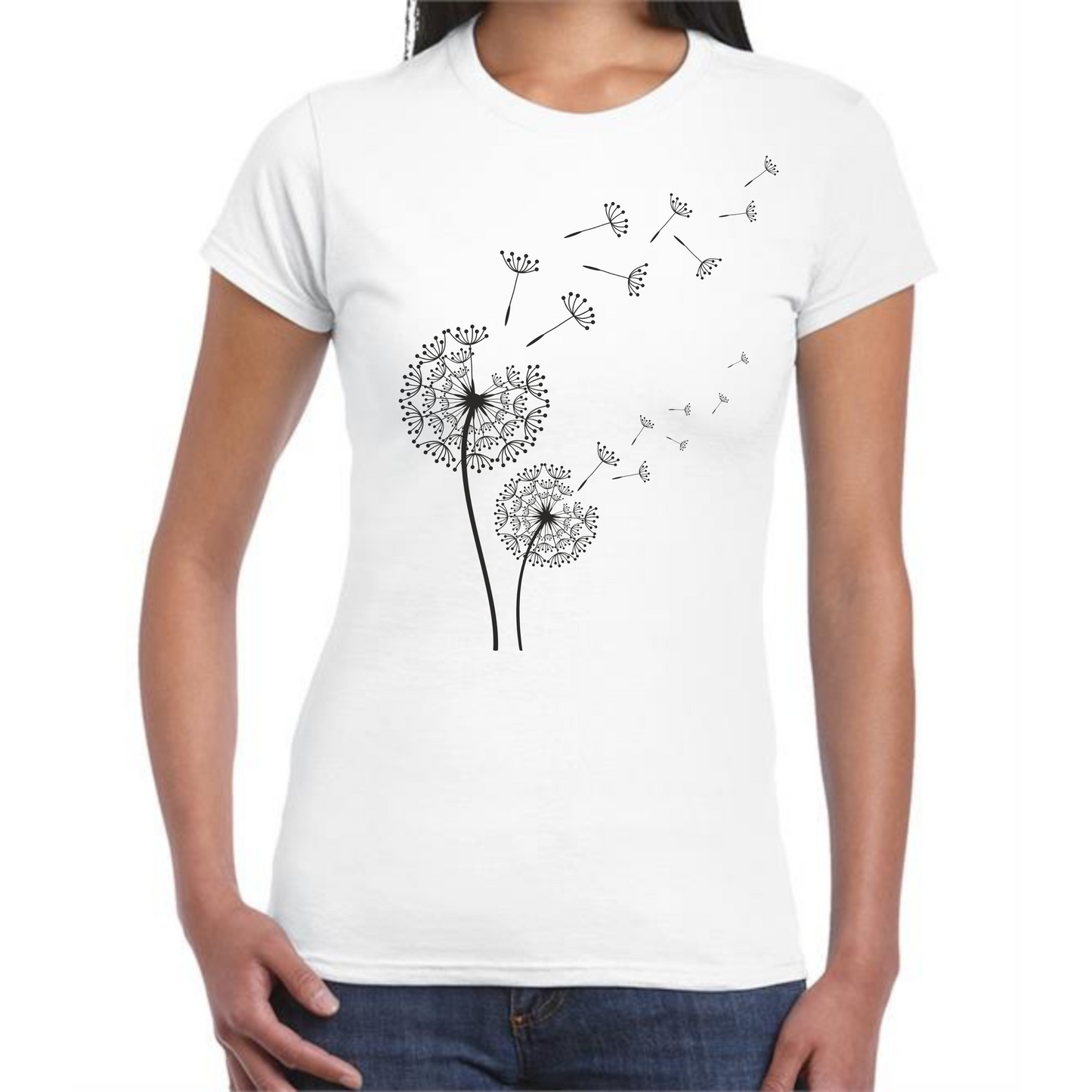 Blowing Dandelion T-Shirt | Elegant Nature-Inspired Design for Women