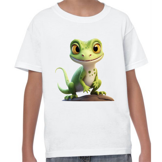 Kids' Cute Green Gecko T-Shirt – Fun & Vibrant Design