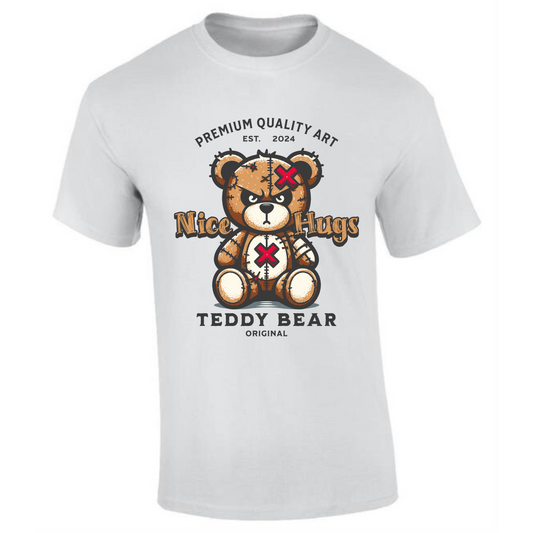 Nice Hugs Teddy Bear T-Shirt | Cute Bear Design – Cozy Graphic Tee