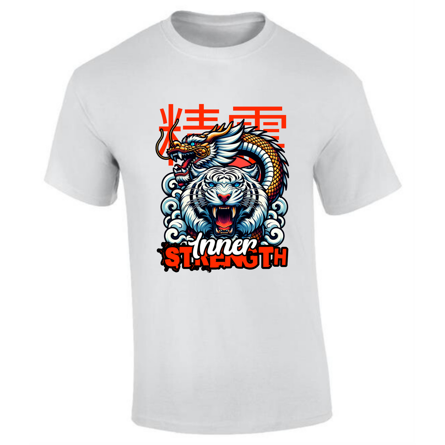 Inner Strength T-Shirt | Dragon & Tiger Head Design – Premium Tee