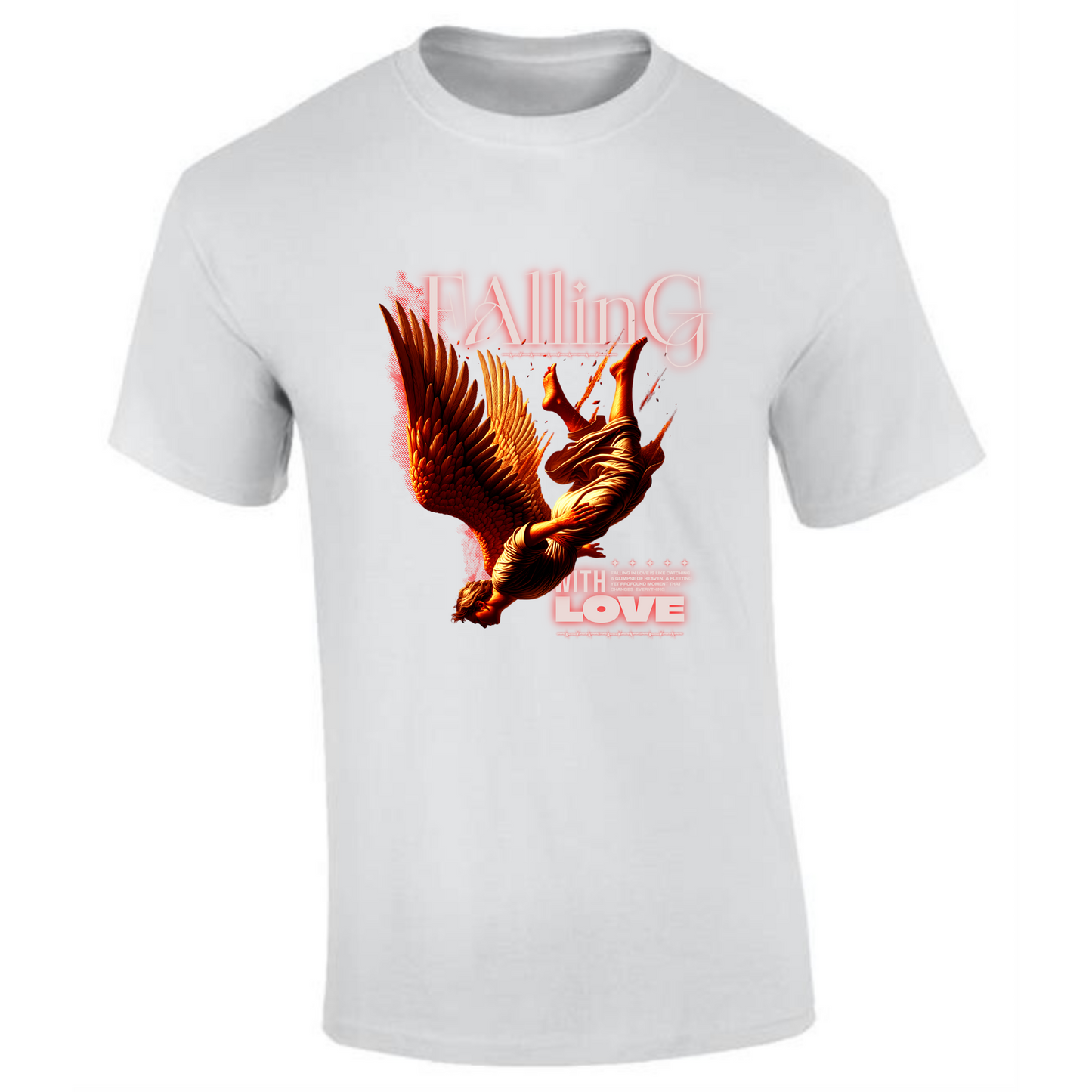 Falling with Love T-Shirt | Angel Wings Falling Design – Premium Cotton Tee