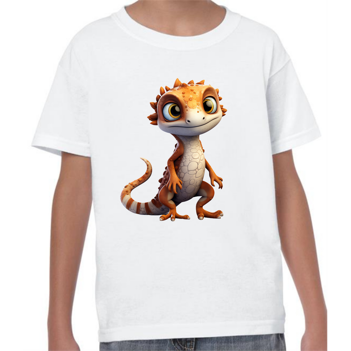 Kids' Cute Orange Gecko T-Shirt – Vibrant & Fun