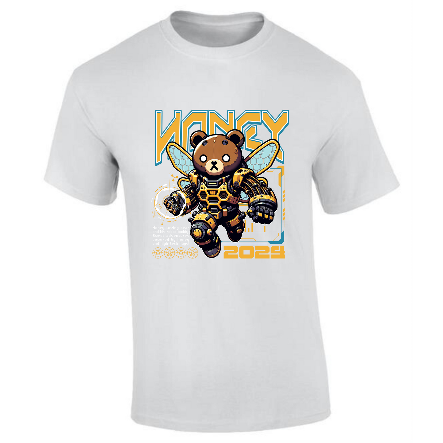 Honey Bee Robot Bear T-Shirt | Sci-Fi Animal Hero Design – Premium Tee - Style Quest Fashion