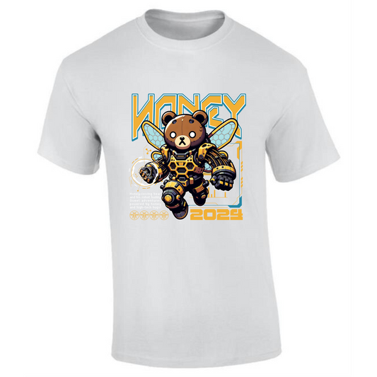 Honey Bee Robot Bear T-Shirt | Sci-Fi Animal Hero Design – Premium Tee